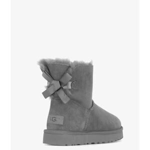 UGG Gray Sheepskin Suede Mini Bailey Bow Boot II Winter Slip On Ankle Boots 9
